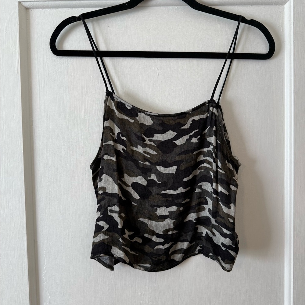 Top shop Camouflage Spaghetti Strap Cami Crop Top